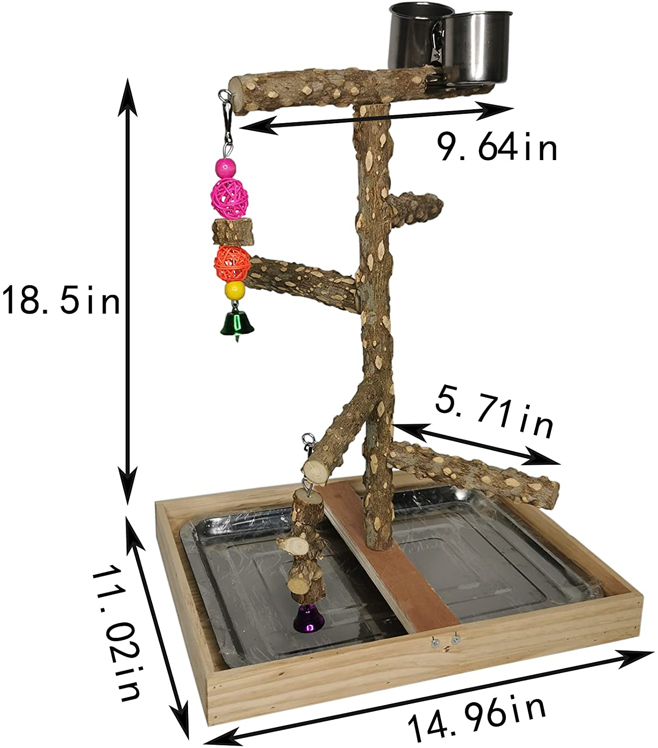Tfwadmx Bird Perch Natural Wood Stand Toy Parrot Play Stand Platform Bird Cage Branch Perch Accessories for Parakeets Canaries Cockatiels Conure Lovebirds Animals & Pet Supplies > Pet Supplies > Bird Supplies > Bird Cage Accessories Tfwadmx   