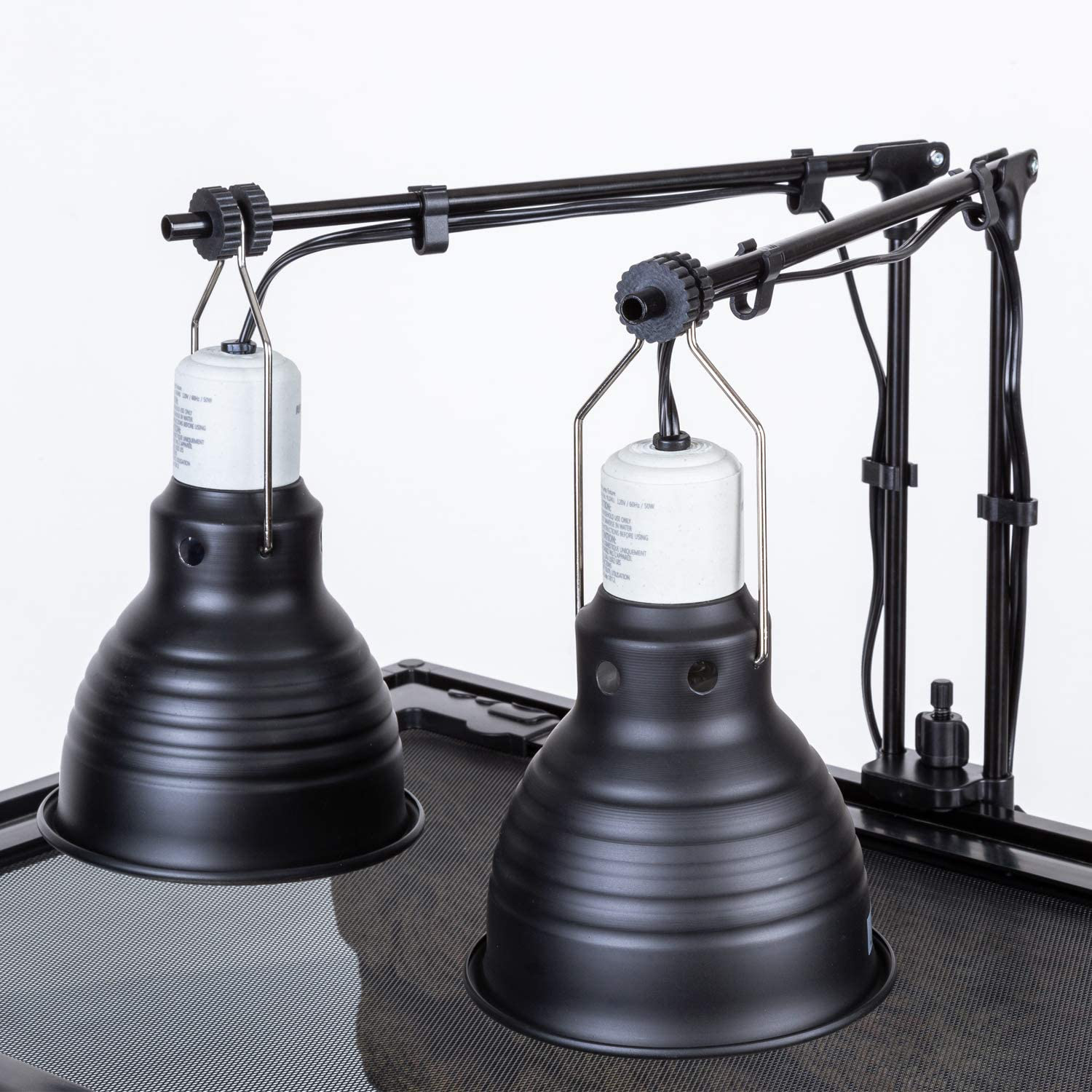 REPTI ZOO Reptile Dual Lamp Stand Lamp Hanger Holder Adjustable Metal Lamp Support for Reptile Glass Terrarium Heating Light