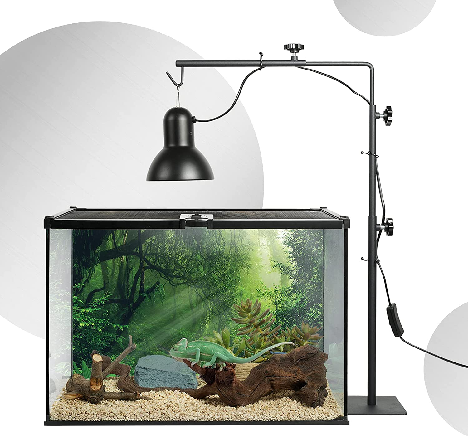 BETAZOOER Reptile Lamp Stand Adjustable 15-35.5 in Floor Light Holder Stand Landing Lamp Stand Bracket Metal Lamp Support for Reptile Glass Terrarium Heating Light