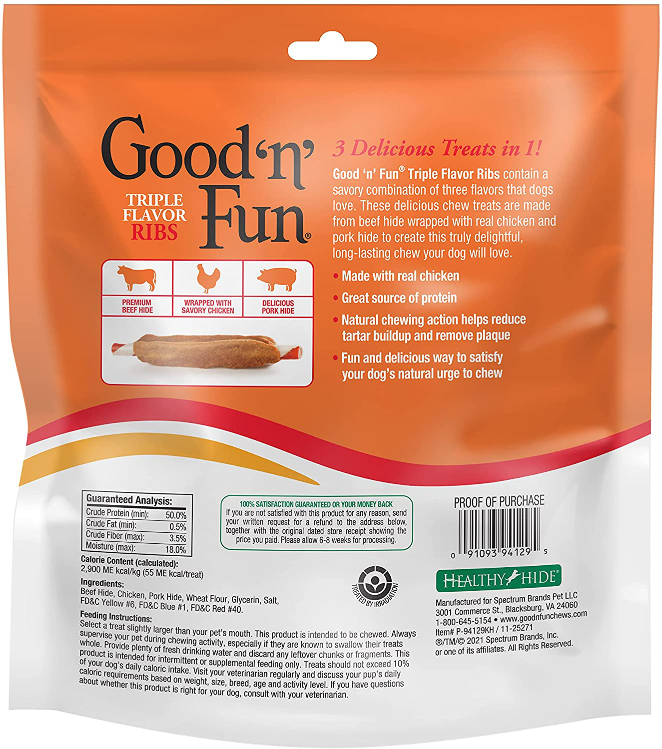 Good ’N’ Fun Triple Flavor Ribs, Rawhide Snack for All Dogs Animals & Pet Supplies > Pet Supplies > Dog Supplies > Dog Treats Spectrum Brands Pet LLC   