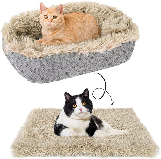 SCENEREAL Self-Warming Cat Bed Mat for Cats Small Dogs, Function 2 in 1 Soft Plush with Anti-Slip Bottom, Washable Pet Mat Autumn Winter Indoor Snooze Sleeping for Kittens Puppy Dog Animals & Pet Supplies > Pet Supplies > Cat Supplies > Cat Beds SCENEREAL   
