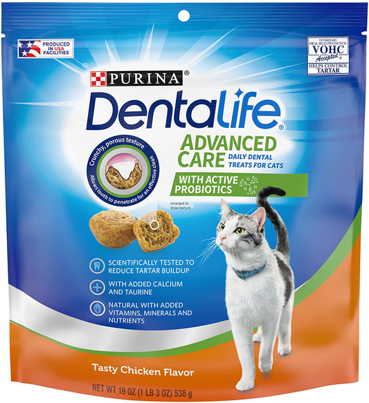 Purina Dentalife Made in USA Facilities Cat Dental Treats, Tasty Chicken Flavor - 19 Oz. Pouch Animals & Pet Supplies > Pet Supplies > Cat Supplies > Cat Treats Purina DentaLife   