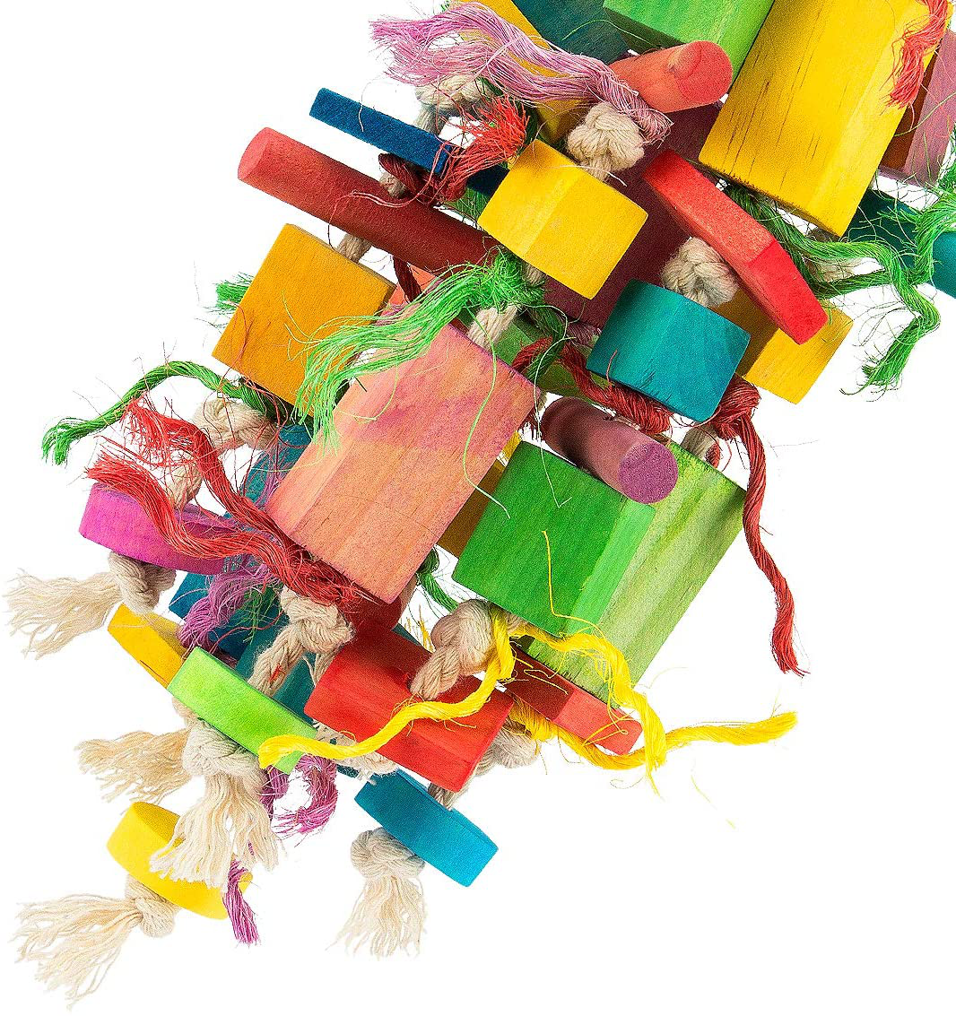 MEWTOGO Medium Bird Parrot Toys - Multicolored Wooden Blocks Tearing Toys for Conures Cockatiels African Grey Foraging and Amazon Parrot Toys Animals & Pet Supplies > Pet Supplies > Bird Supplies > Bird Toys MEWTOGO   