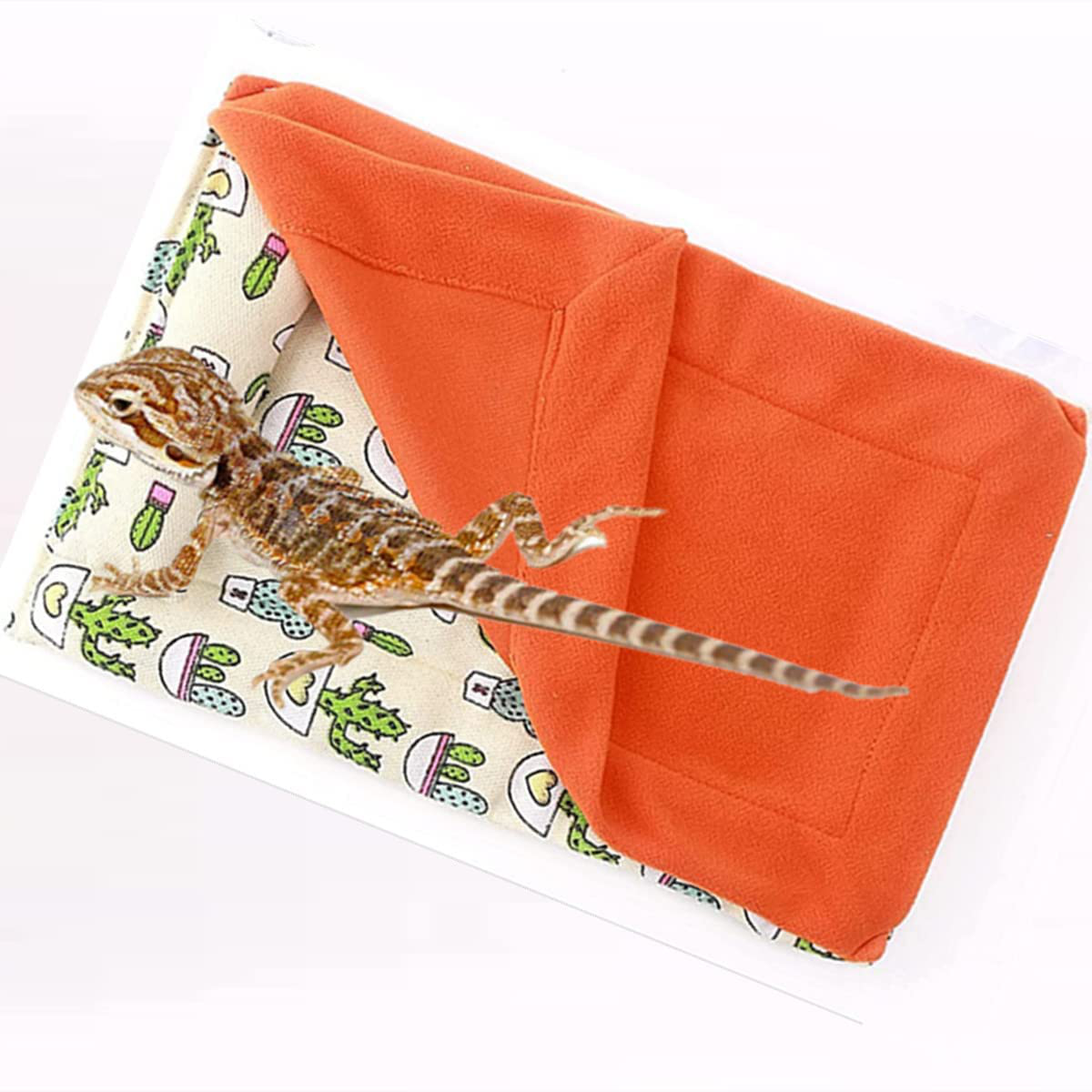 Bearded Dragon Bed with Pillow and Blanket, Solf Fabric Warm Sleeping Bag with Cover for Bearded Dragon Leopard Gecko Lizard Animals & Pet Supplies > Pet Supplies > Small Animal Supplies > Small Animal Habitat Accessories SEAPANHE orange  