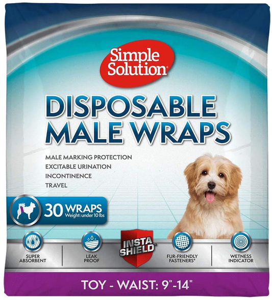 Simple Solution Disposable Dog Diapers for Male Dogs | Male Wraps with Super Absorbent Leak-Proof Fit Animals & Pet Supplies > Pet Supplies > Dog Supplies > Dog Diaper Pads & Liners Simple Solution   
