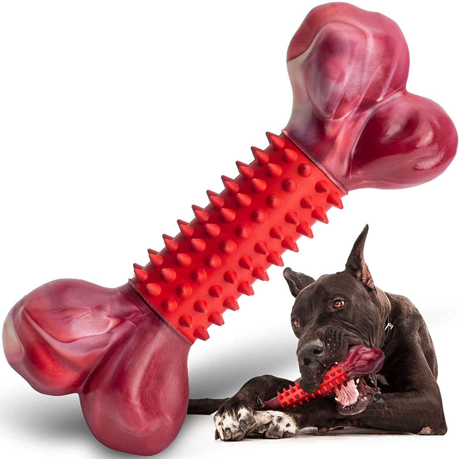Tough Dog Toys for Aggressive Chewers Large Breed, Apasiri Dog Chew Toys, Durable Dog Toys, Dog Bones Made with Nylon and Rubber, Big Indestructible Dog Toy Animals & Pet Supplies > Pet Supplies > Dog Supplies > Dog Toys Apasiri Beef Medium/Large (Pack of 1) 
