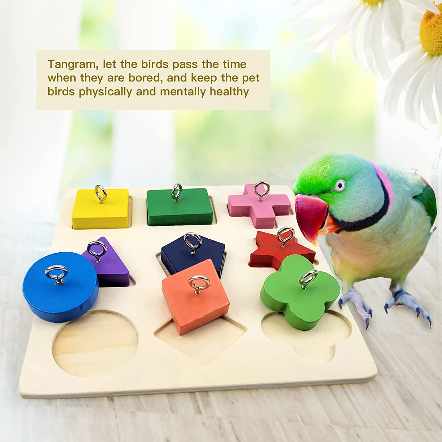 RF-X Bird Toys, Parrot Toys, 6-Piece Bird Training Toys, Including Mini Shopping Carts, Bird Sliders, Bird Stacking Toys, Parrot Building Block Puzzle Toys
