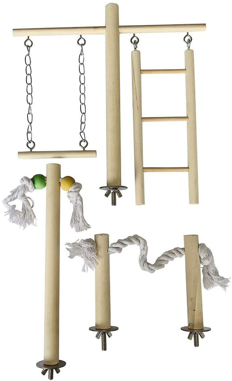 PINVNBY Parrot Climbing Ladder Swing Toy Natural Wood Bird Cage Play Gyms Playground Stand Rope Perch for Parakeet Cockatiel Conure Love Birds Finch African Grey Macaw Amazon Budgies Animals & Pet Supplies > Pet Supplies > Bird Supplies > Bird Gyms & Playstands PINVNBY   