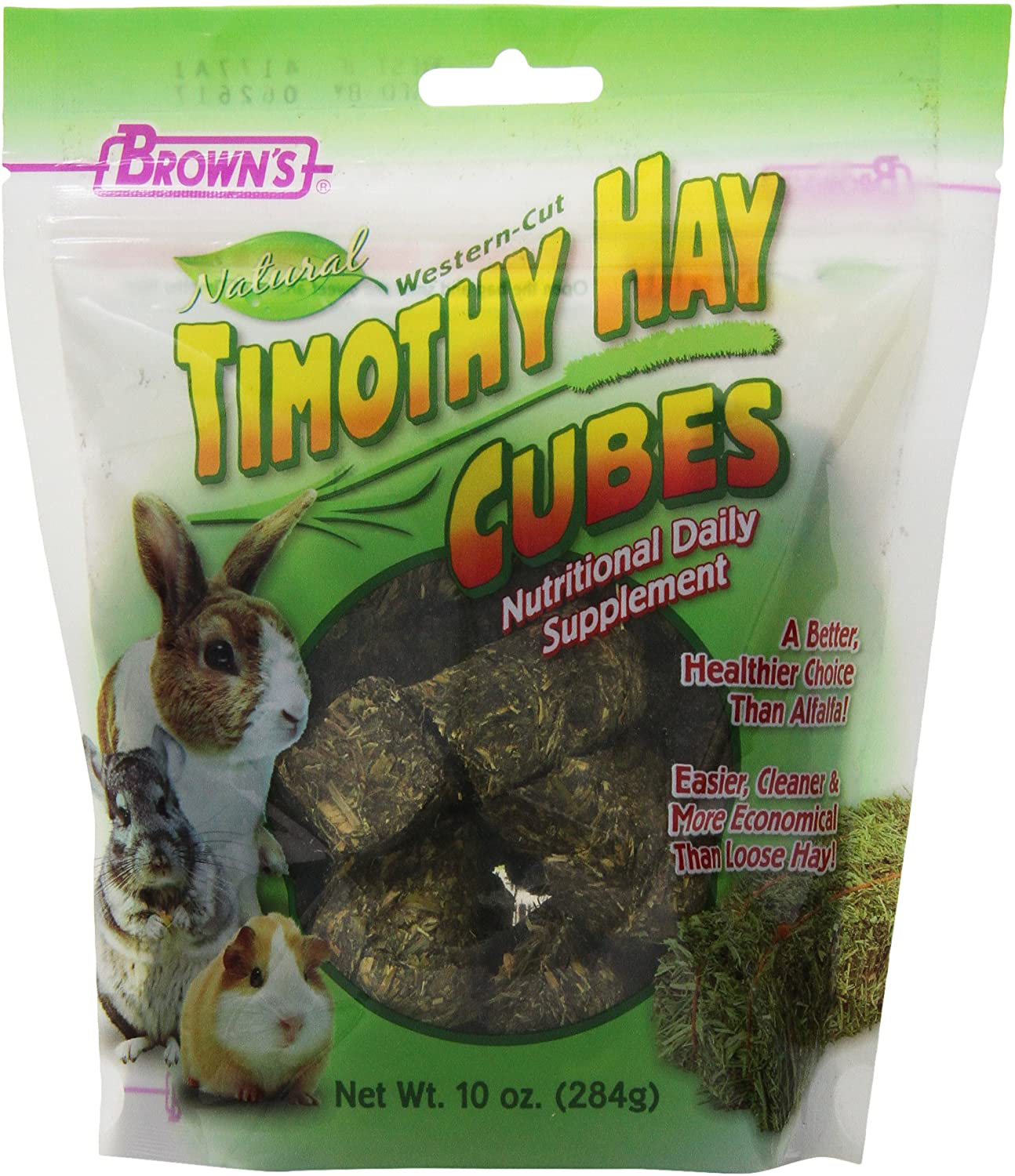 F.M.Brown'S 44089 Brown'S Natural Timothy Hay Cubes, 10-Ounce