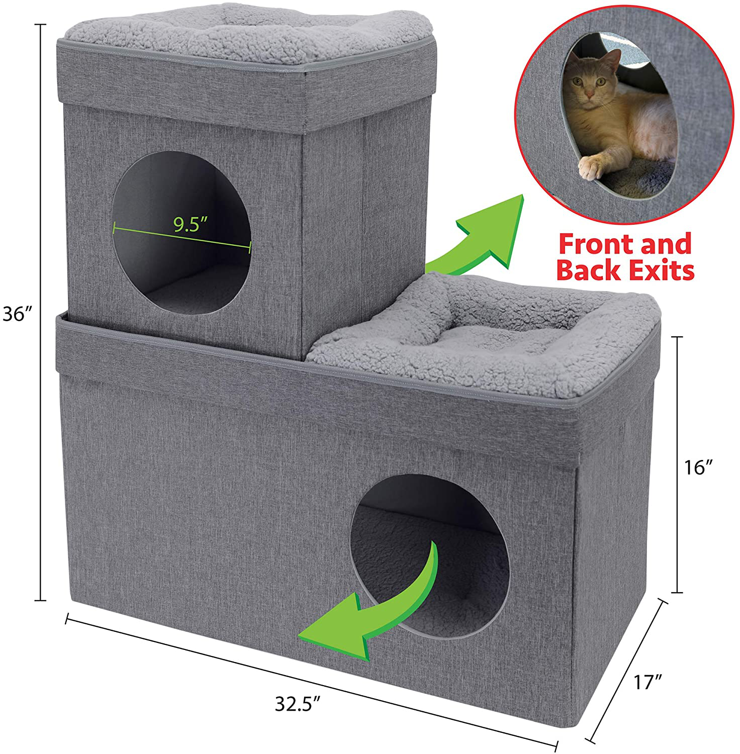 Kitty City Large Stackable Tan Cat Condo, Cat Cube, Cat House, Pop