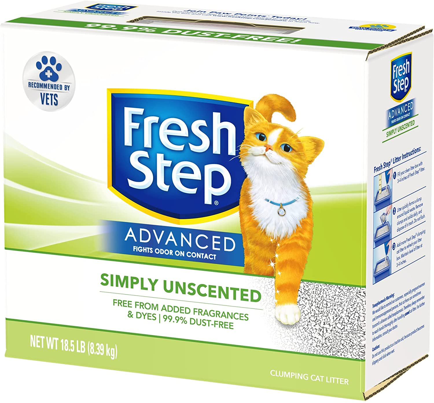 Fresh Step Advanced Simply Unscented Clumping Cat Litter, Recommended by Vets Animals & Pet Supplies > Pet Supplies > Cat Supplies > Cat Litter Fresh Step New! Advanced Unscented 18.5 lb 