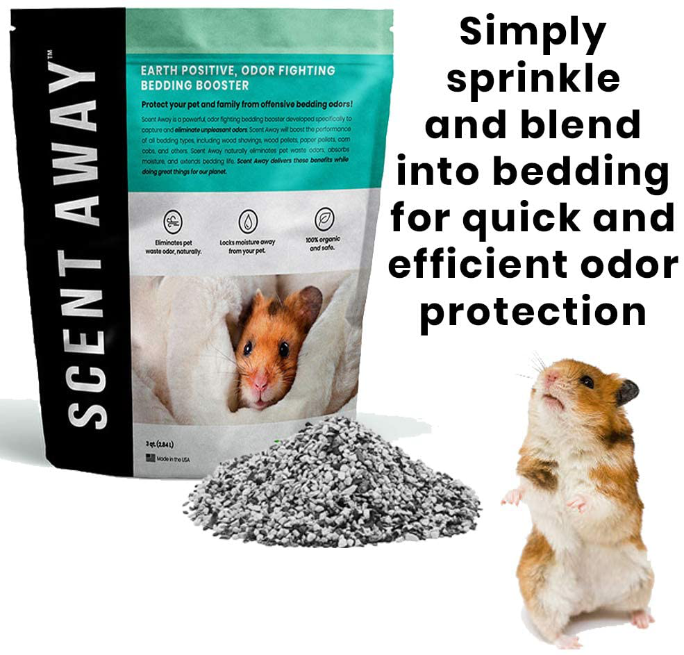 SCENT AWAY | Small Animal Bedding Deodorizer | 100% Natural | Fragrance Free | Active Carbon | Zeolite | Non-Toxic | Odor Control | 3Qt. (2.84L)