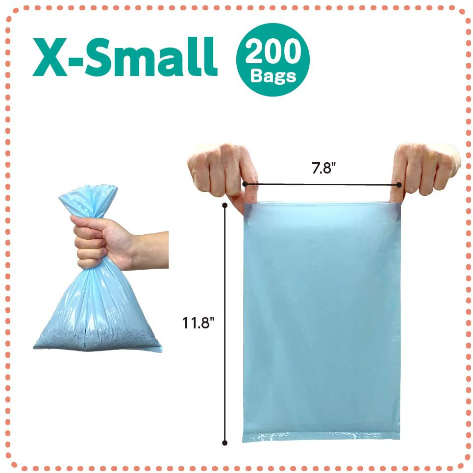 BOS Amazing Odor Sealing Cat Waste Bags - Durable and Unscented (200Bags) [Size: XS, Color: Light Blue] Too Small to Get a Litter Scoop Inside! Animals & Pet Supplies > Pet Supplies > Cat Supplies > Cat Litter Box Liners BOS(ボス)   