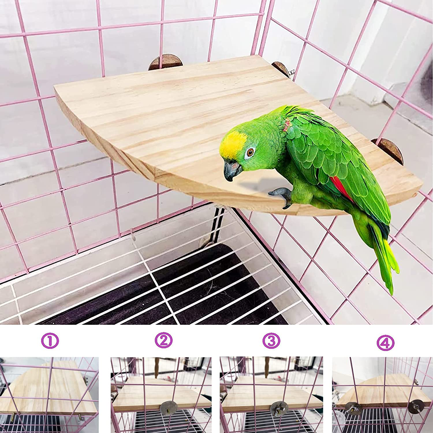 KYHSOM 2 Pack Bird Perch Platform, Wood Perch Bird Platform Parrot Stand Playground Cage Accessories for Small Animals Parrot Parakeet Conure Cockatiel Budgie Gerbil Rat Mouse Chinchilla Animals & Pet Supplies > Pet Supplies > Bird Supplies > Bird Ladders & Perches KYHSOM   