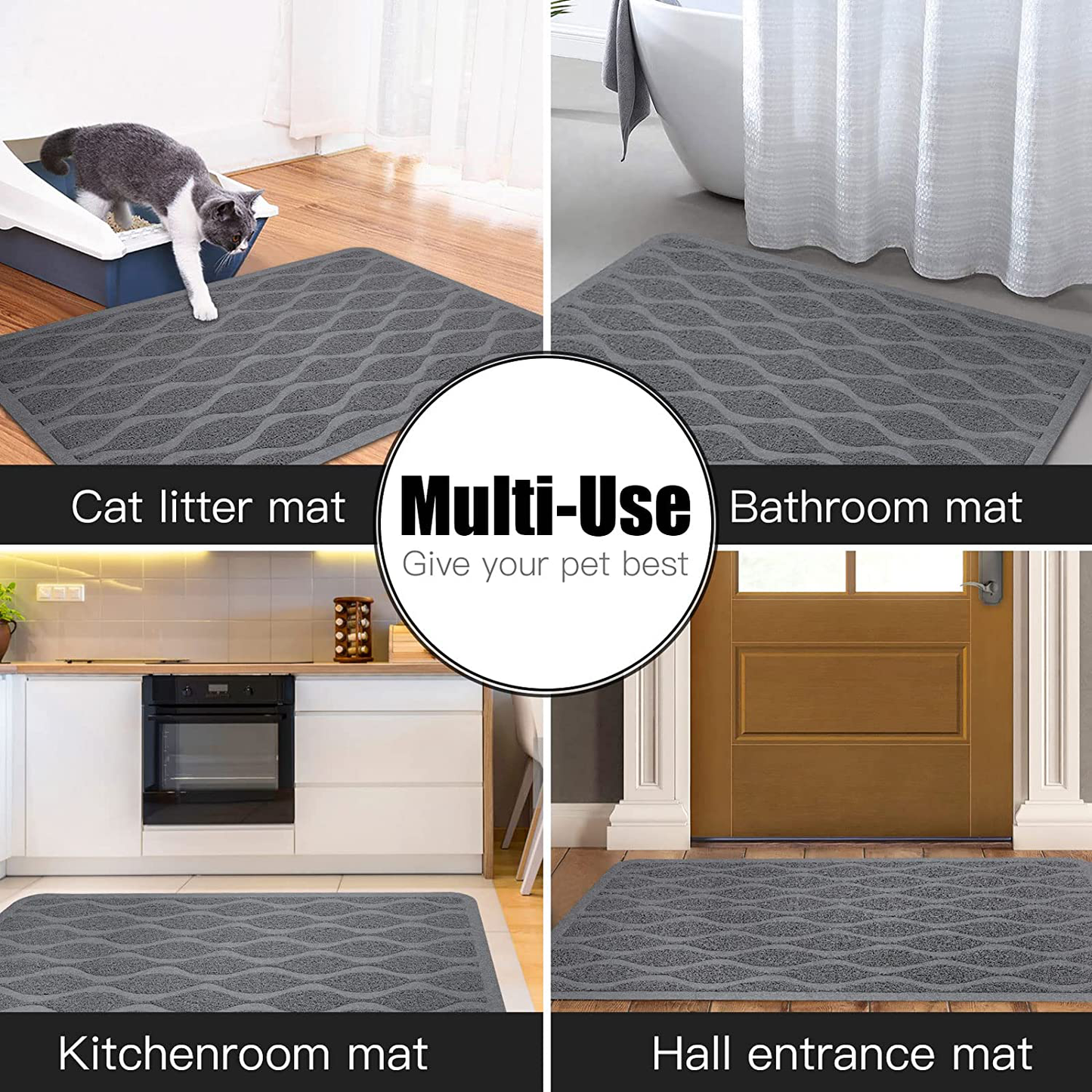 UPSKY Cat Litter Mat, Large Cat Litter Trapping Mat Scatter Control Goes under Litter Box Mat, Multi-Use Waterproof & Non-Slip Kitty Litter Mat, Pet Feeding Mat, Door Mat. (35" X 23") Animals & Pet Supplies > Pet Supplies > Cat Supplies > Cat Litter Box Mats UPSKY   