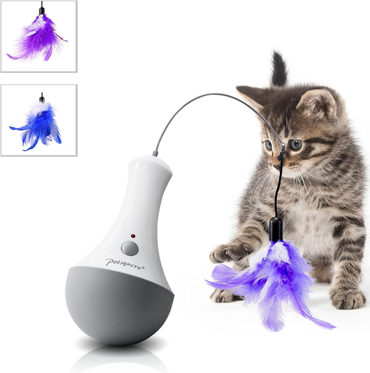 Interactive Cat Toys for Indoor Cat Feather Toys,Automatic Pet Exercise Toys,Electric Tumbler Cat Toys for Play Cats/Kitten with Feather, Cat Stuff Automatic Cat Toy as Cat Gifts Animals & Pet Supplies > Pet Supplies > Cat Supplies > Cat Toys TOPETZON Cat Toy  