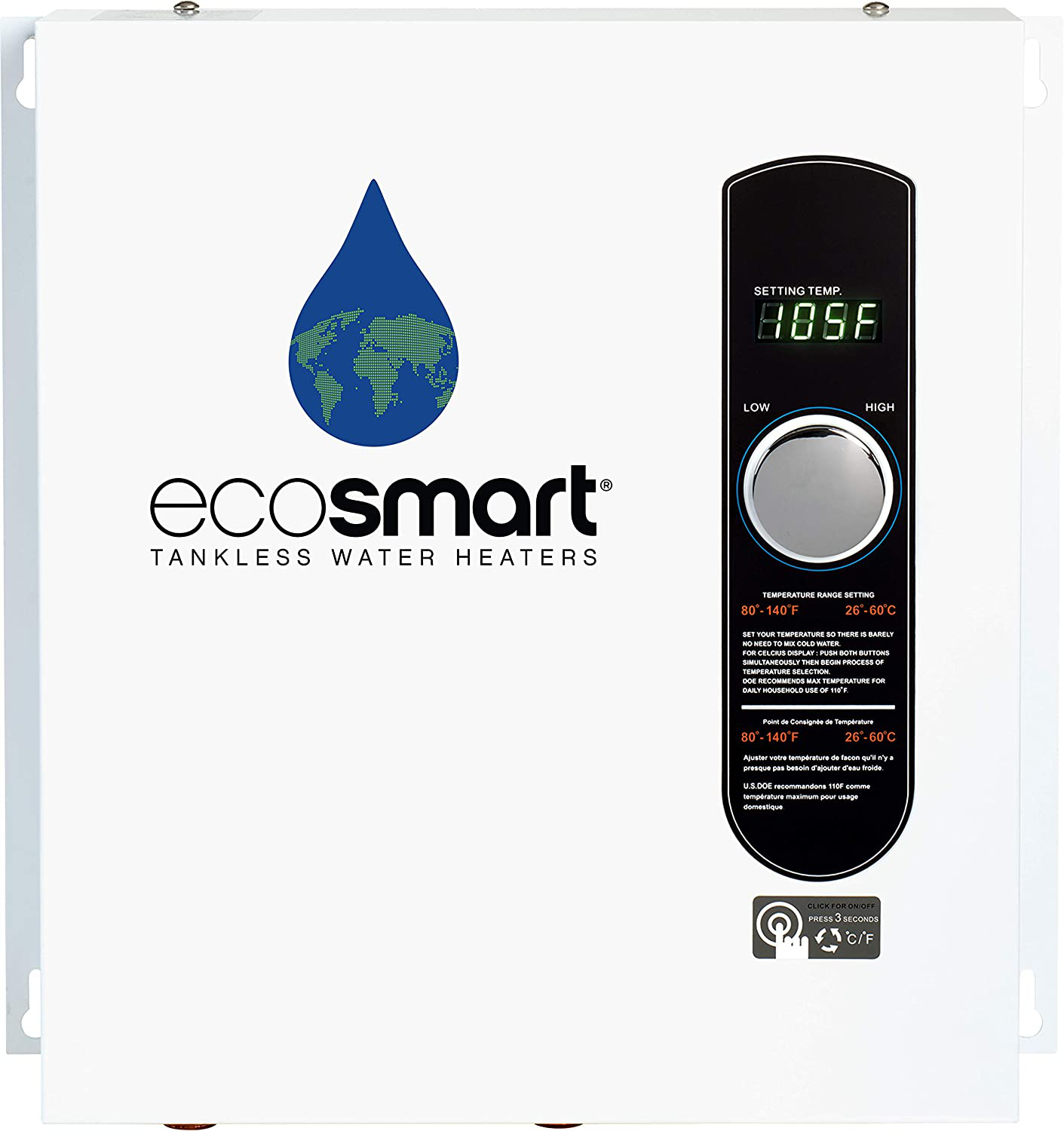 Ecosmart ECO Electric Tankless Water Heater, 27 KW at 240 Volts, 112.5 Amps with Patented Self Modulating Technology, White Animals & Pet Supplies > Pet Supplies > Dog Supplies > Dog Houses EcoSmart ECO 27 Water Heater 