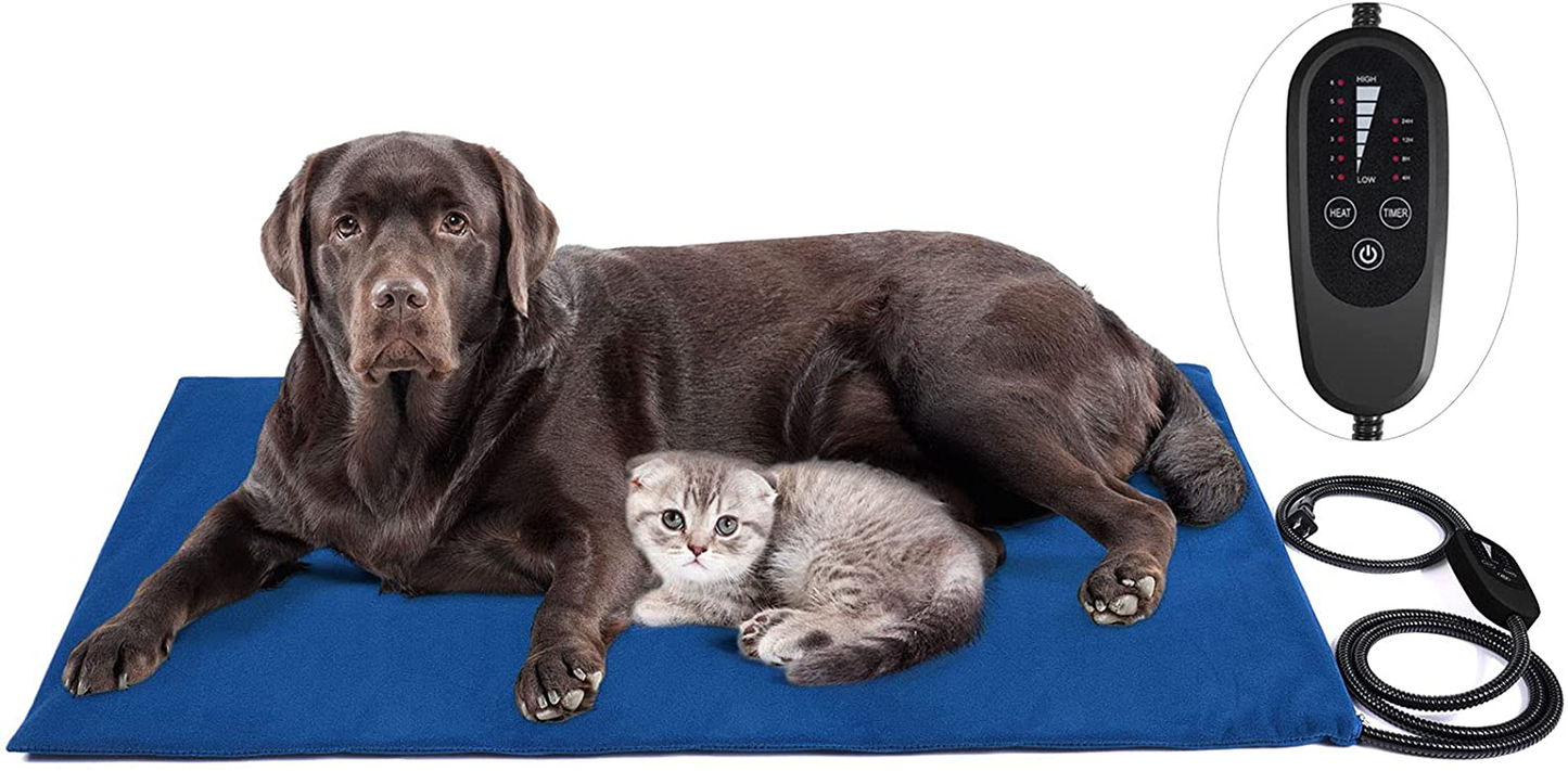 Super Large Size Pet Heating Pad Electric Heating Pad for Dogs, Waterproof Dog Cat Heating Pad, Adjustable Warming Mat with 6 Levels Temperature & 4 Timers Levels Auto Power off Chew Resistant Cord Animals & Pet Supplies > Pet Supplies > Dog Supplies > Dog Beds clawsable L-36"x24"  