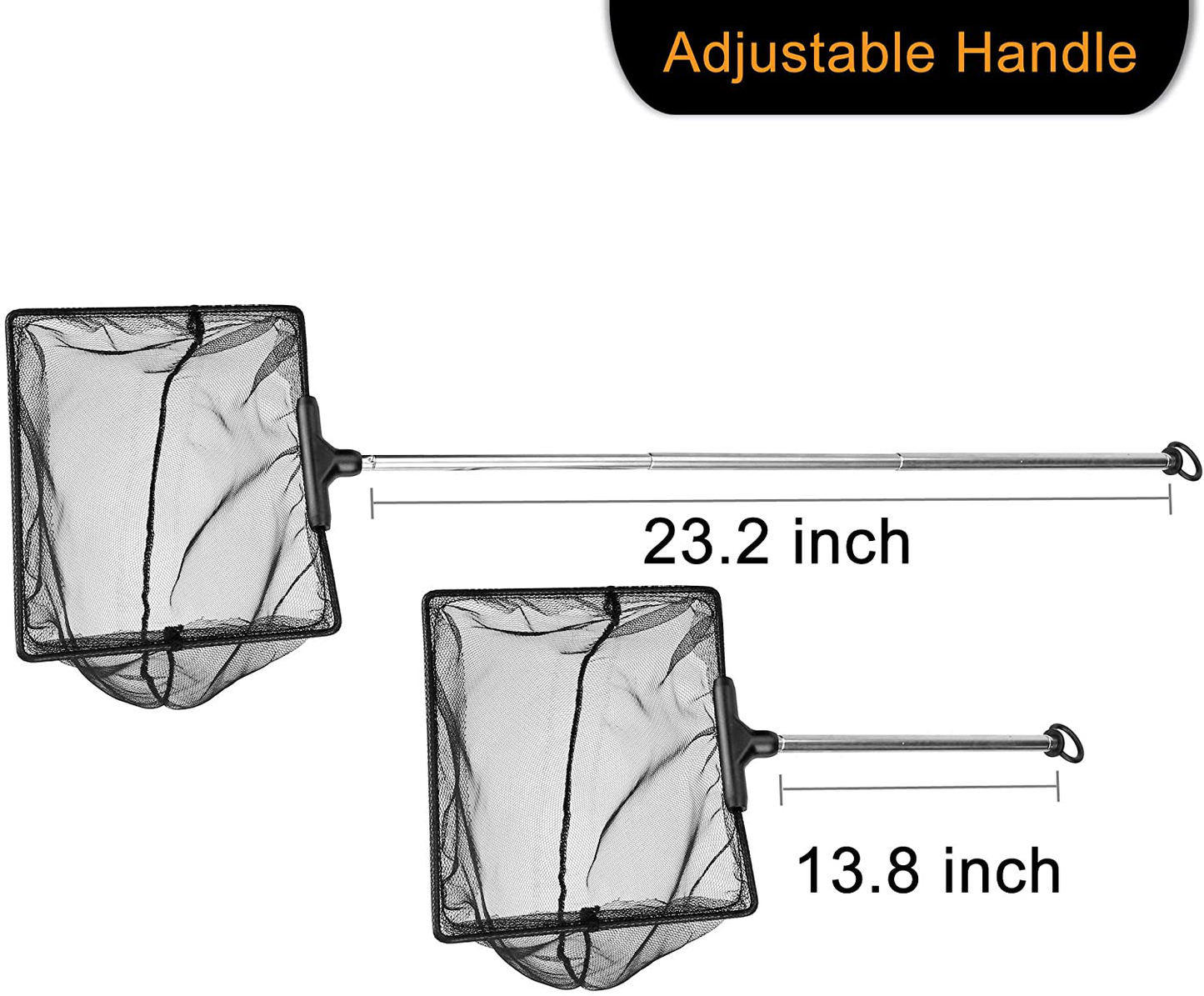 Filhome 2 Pcks 4” and 6” Aquarium Fish Net with Extendable Stainless Steel Long Handle, Fine Mesh Fish Net for Fish Tank Betta Fish Net Animals & Pet Supplies > Pet Supplies > Fish Supplies > Aquarium Fish Nets Timwaygo   