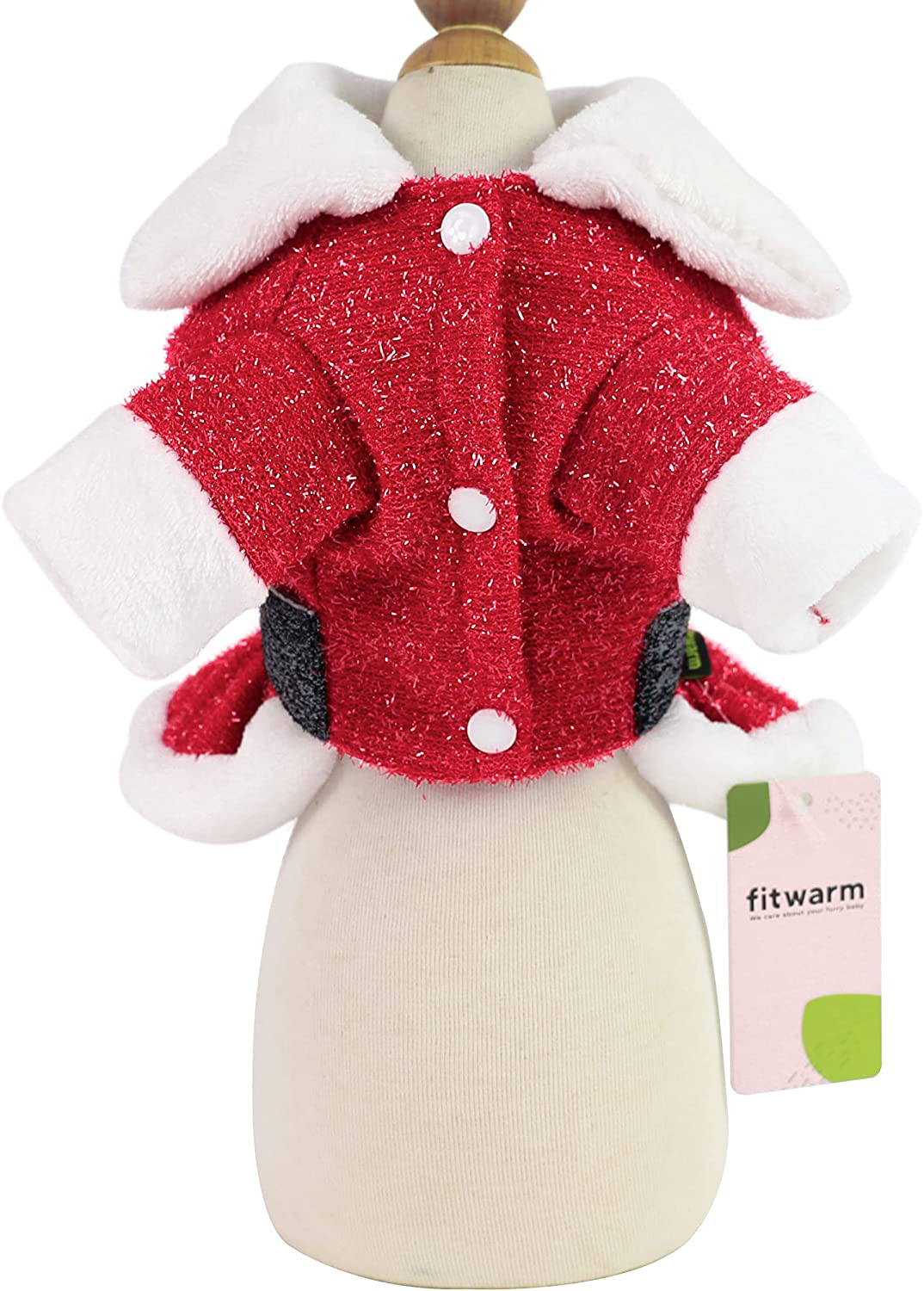 Fitwarm Bling Bling Santa Claus Dog Christmas Outfit Thermal Holiday Girl Puppy Costume Velvet Dogs Dress Pet Winter Clothes Cat Coat Doggie Jackets Apparel