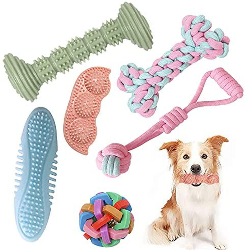 Dog Chew Toys for Large Medium Breed, Dog Toothbrush Clean Teeth Interactive Toys, Dog Squeaky and Rope Toys, Non-Toxic Natural Rubber Long Lasting Indestructible Dog Toys Animals & Pet Supplies > Pet Supplies > Dog Supplies > Dog Toys JMZDS&JL 6 pack  