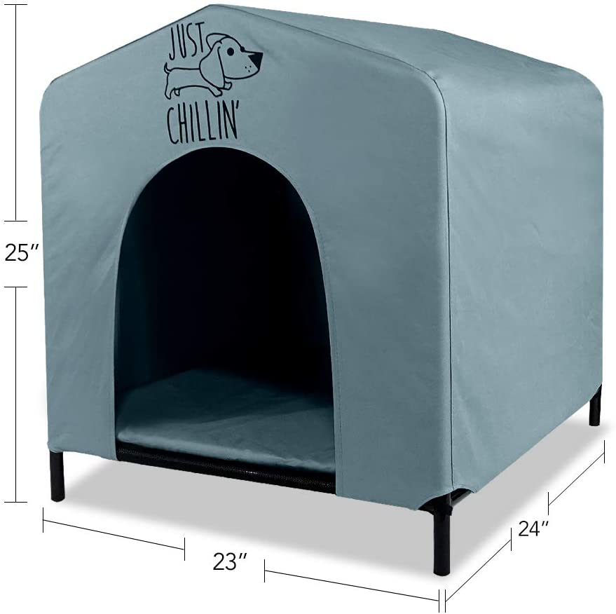 Floppy Dawg Just Chillin’ Portable Dog House. Elevated Pet Shelter for Indoor and Outdoor Use. Made of Water Resistant Breathable Oxford Fabric. Easy to Assemble and Lightweight. Animals & Pet Supplies > Pet Supplies > Dog Supplies > Dog Houses Floppy Dawg   