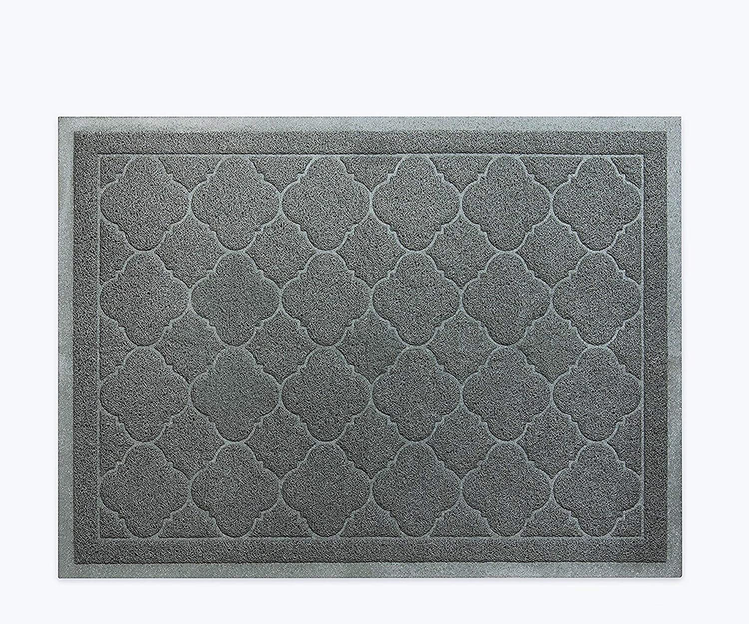 PETUPPY Premium Durable Cat Litter Mat, XL Size 47"X36"- No Phthalate- Non-Slip-Water Resistant- Easy to Clean-Soft on Kitty Paws-Traps Litter from Litter Box(Extra Large Gray Khaki) Animals & Pet Supplies > Pet Supplies > Cat Supplies > Cat Litter Box Mats PETUPPY   