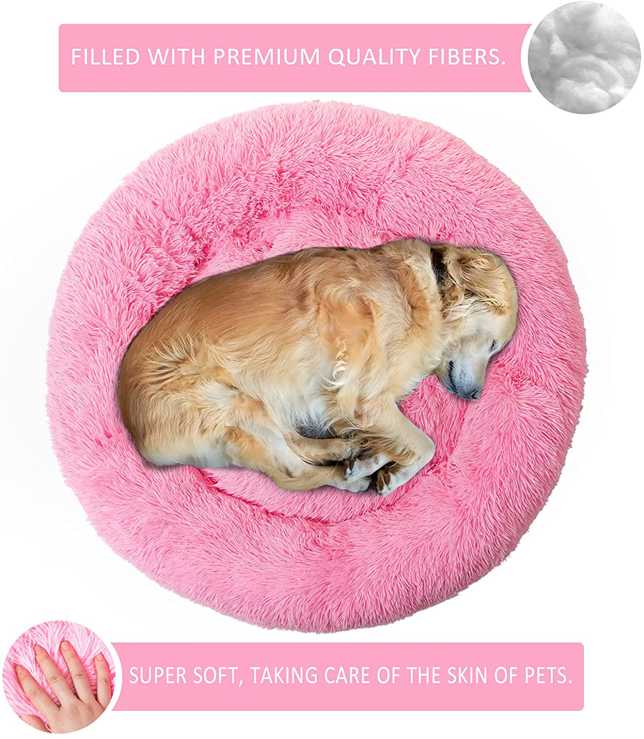 Dancewhale Cat Bed Donut Cuddler, Flurry Warming round Plush Cushion Mat for Small Medium Large Dogs and Cats, Indoor Sleeping Bed