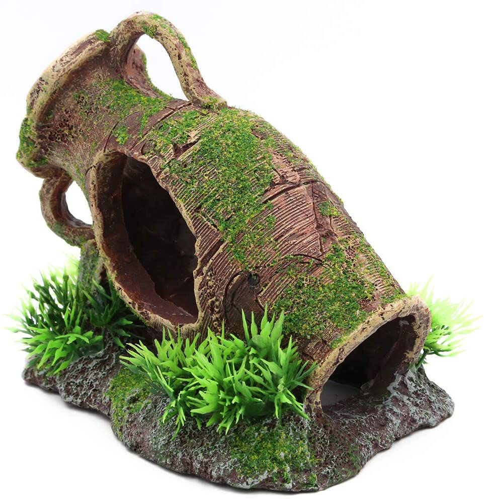 AQUA KT Aquarium Landscaping Leaning Vase Rock Decoration Cichlid Cave Barrel Fish Tank Decor Animals & Pet Supplies > Pet Supplies > Fish Supplies > Aquarium Decor AQUA KT   