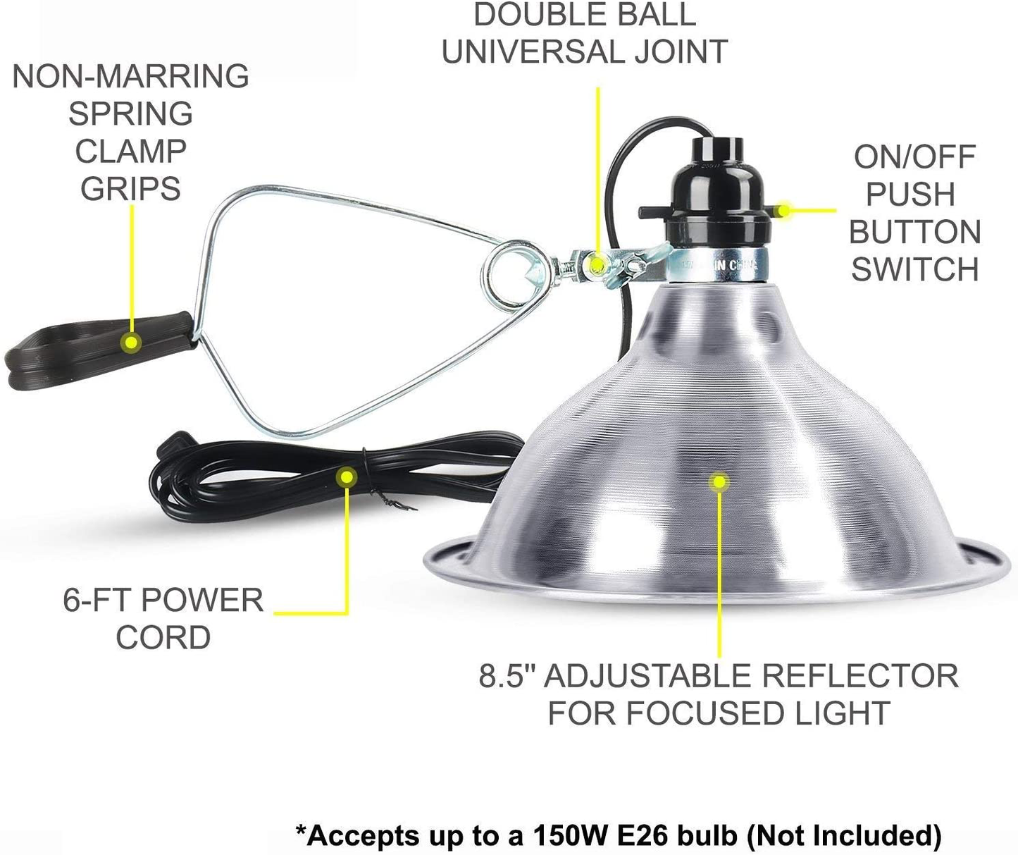 Simple Deluxe 150W Reptile Heat Bulb and 8.5 Inch Clamp Light, Digital Thermostat Controller Included, for Amphibian Pet and Incubating Chicken Animals & Pet Supplies > Pet Supplies > Reptile & Amphibian Supplies > Reptile & Amphibian Habitat Heating & Lighting Simple Deluxe   