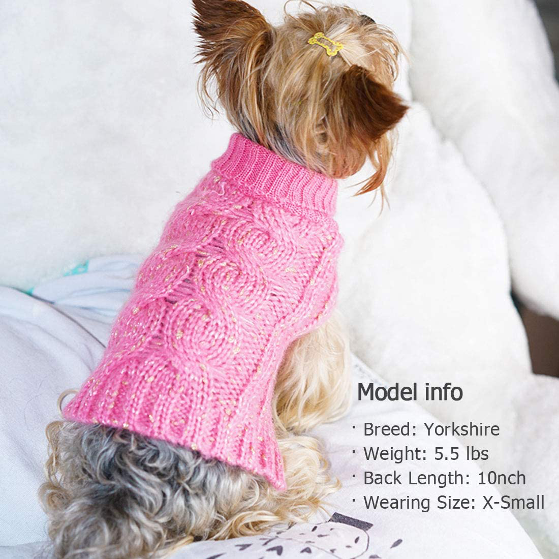 KYEESE Dog Sweaters Turtleneck Dog Pullover Sweater Knitwear with Golden Yarn Warm Pet Sweater for Fall Winter Animals & Pet Supplies > Pet Supplies > Dog Supplies > Dog Apparel KYEESE   