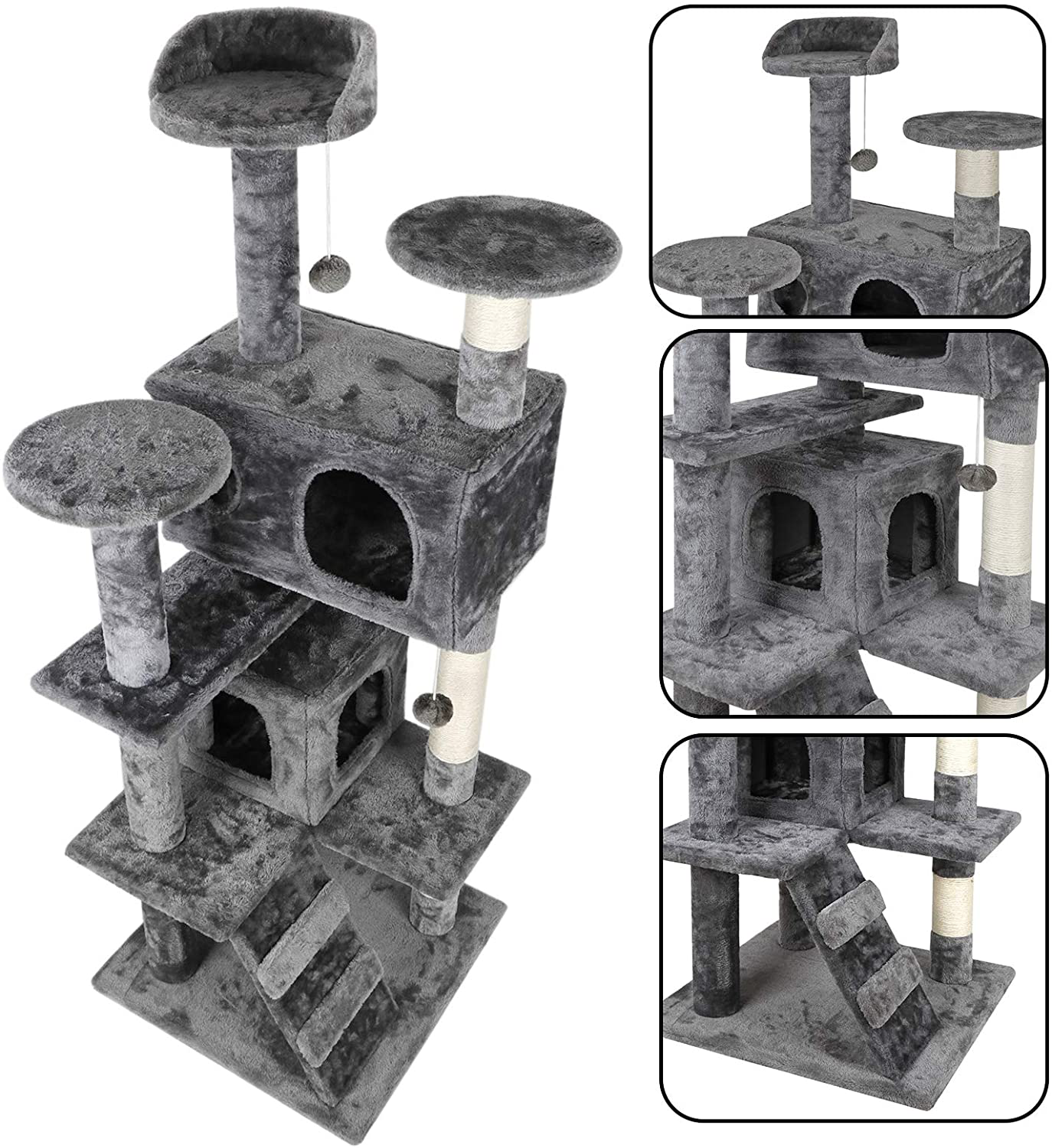 Nova Microdermabrasion 53 Inches Multi-Level Cat Tree Stand House Furniture Kittens Activity Tower with Scratching Posts Kitty Pet Play House Animals & Pet Supplies > Pet Supplies > Cat Supplies > Cat Furniture Nova Microdermabrasion   