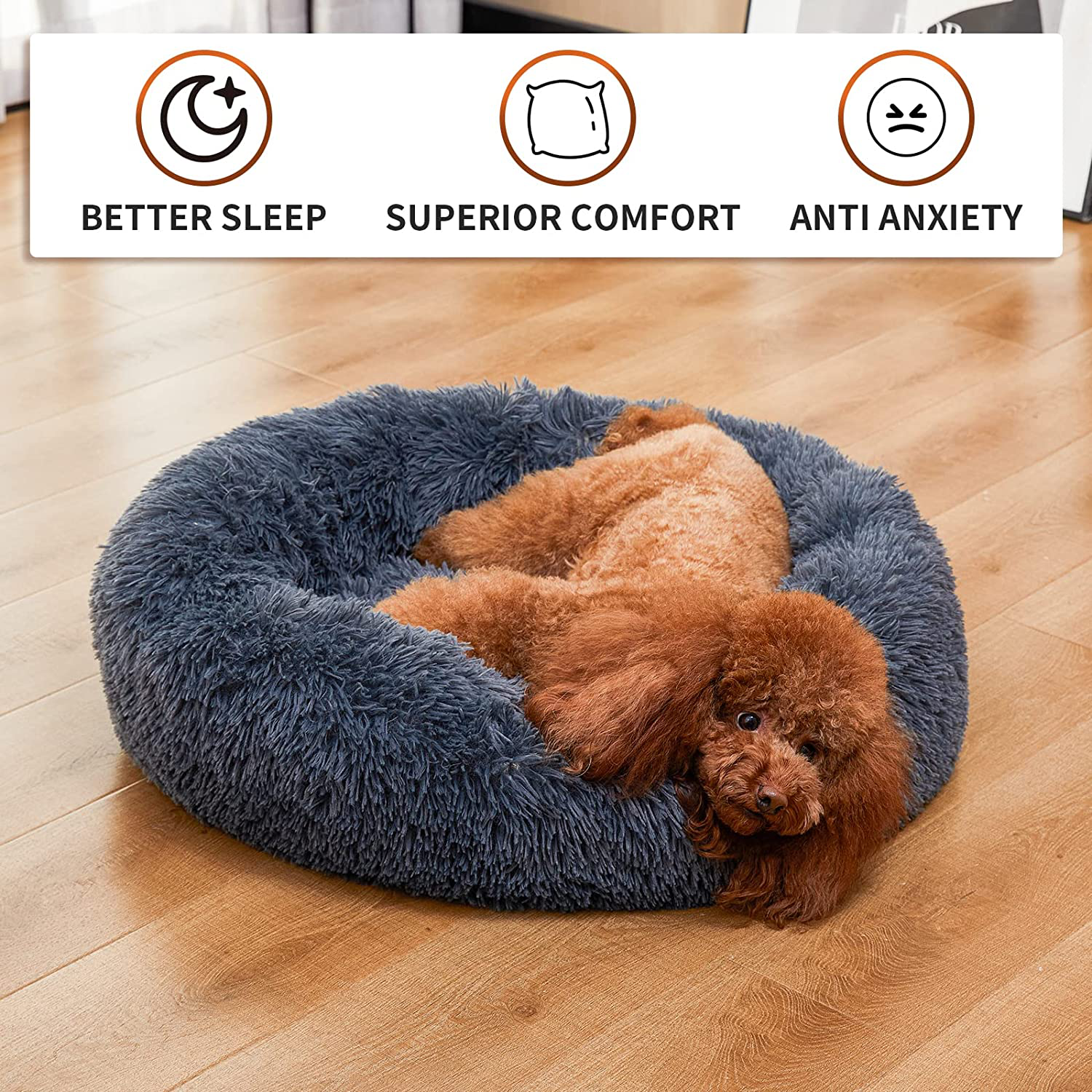 BEAUTYHB Calming Dog Bed, anti Anxiety round Fluffy Dog and Cat Sofa, Original Calming Dog Bed for Small Medium Large Pets, Warm and Washable Dog and Cat Bed Animals & Pet Supplies > Pet Supplies > Cat Supplies > Cat Beds BEAUTYHB   