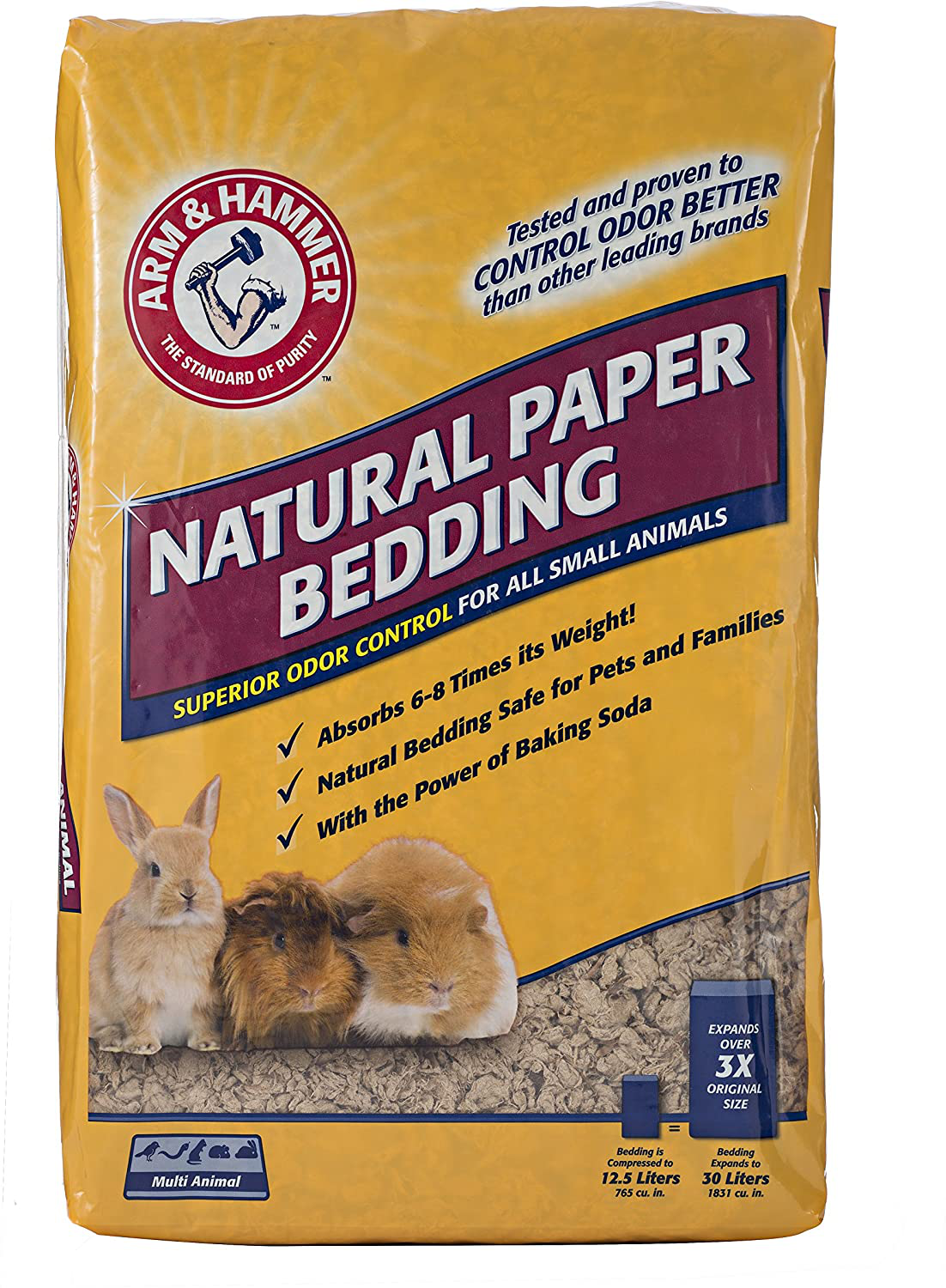 Arm & Hammer for Pets Natural Paper Bedding for Guinea Pigs, Hamsters, Rabbits & All Small Animals-Expandable Paper Bedding for Small Animals-Hamster Bedding, Guinea Pig Bedding, Bedding for Rabbits
