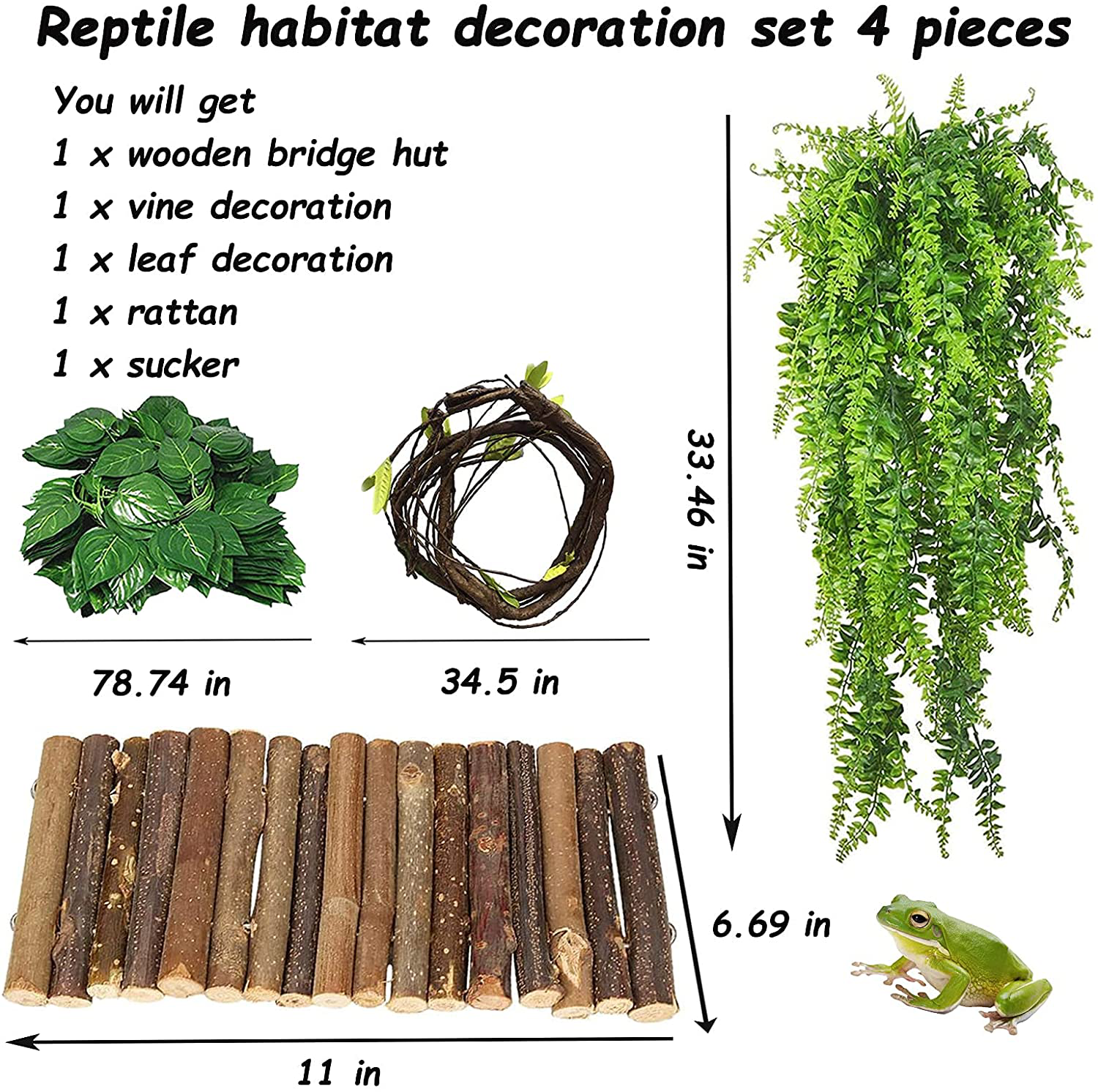 Hamiledyi Reptile Hideout Wooden Bridge Hiding Hut 4Pack Bearded Dragon Hide Caves Lizard Habitat Accessories for Iguana, Tortoise, Gecko, Chameleon, Snake, Frog, Amphibia Animals & Pet Supplies > Pet Supplies > Small Animal Supplies > Small Animal Habitat Accessories Hamiledyi   