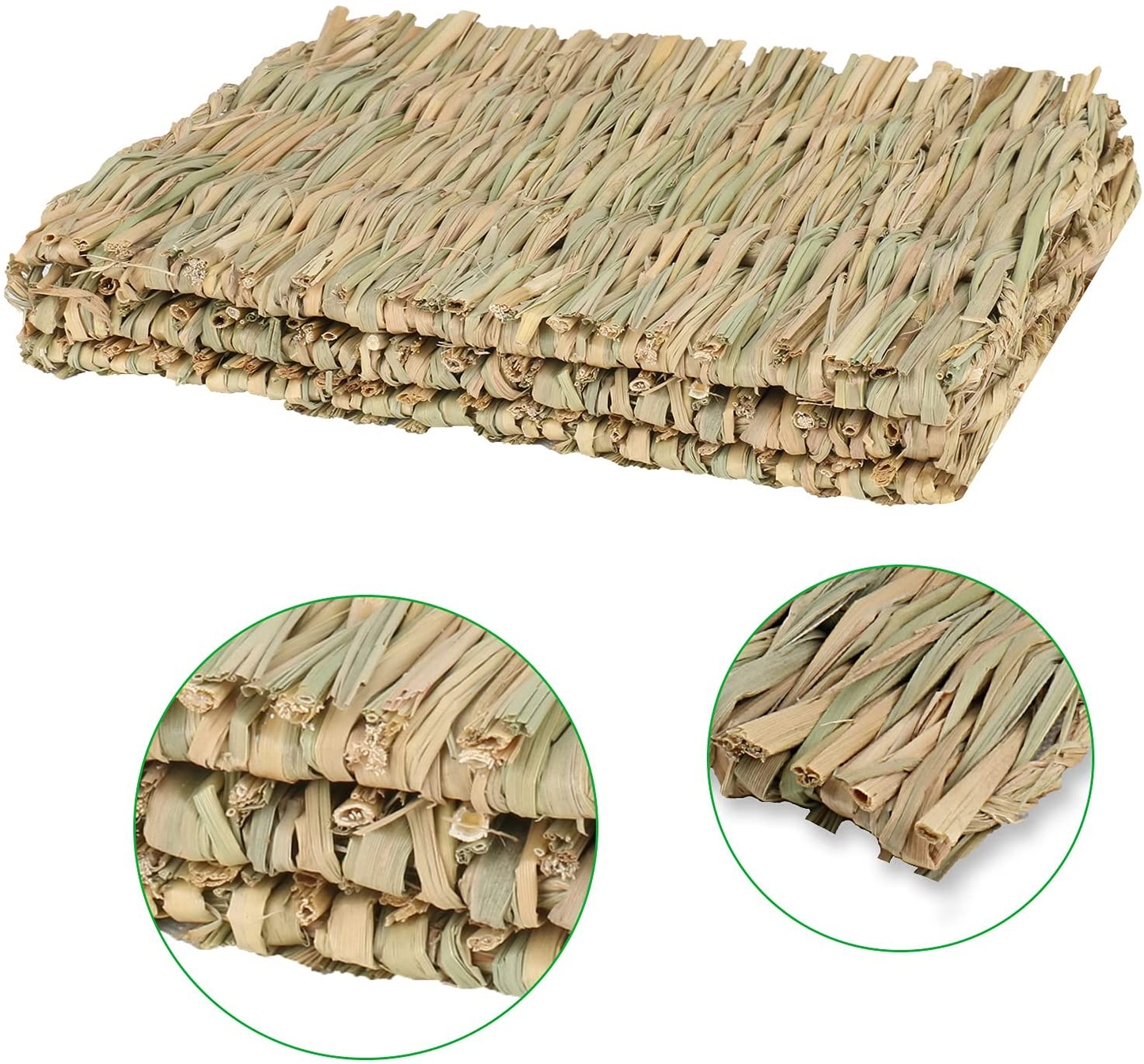 Anyuxin Rabbit Grass Mat - Woven Bed Mat, Bunny Bedding for Small Animals, Natural Straw Woven Bed for Pet Nesting, Nature Hay Mat Chewing Play Toy for Guinea Pig, Hamster, Squirrel and More（3 Pack） Animals & Pet Supplies > Pet Supplies > Small Animal Supplies > Small Animal Bedding Anyuxin   