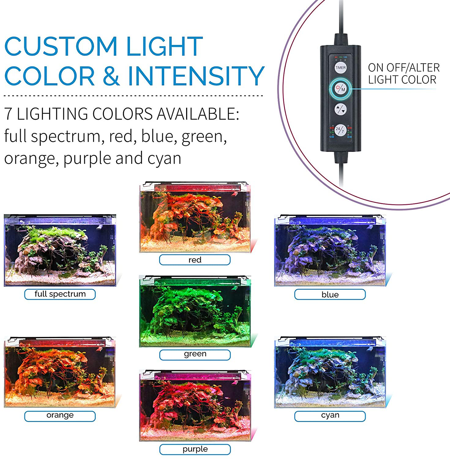 Hygger Advanced Full Spectrum LED Aquarium Light with 24/7 Lighting Cycle 6 Colors 5 Intensity Customize Fish Tank Light for 48-54 in Freshwater Planted Tank with Timer