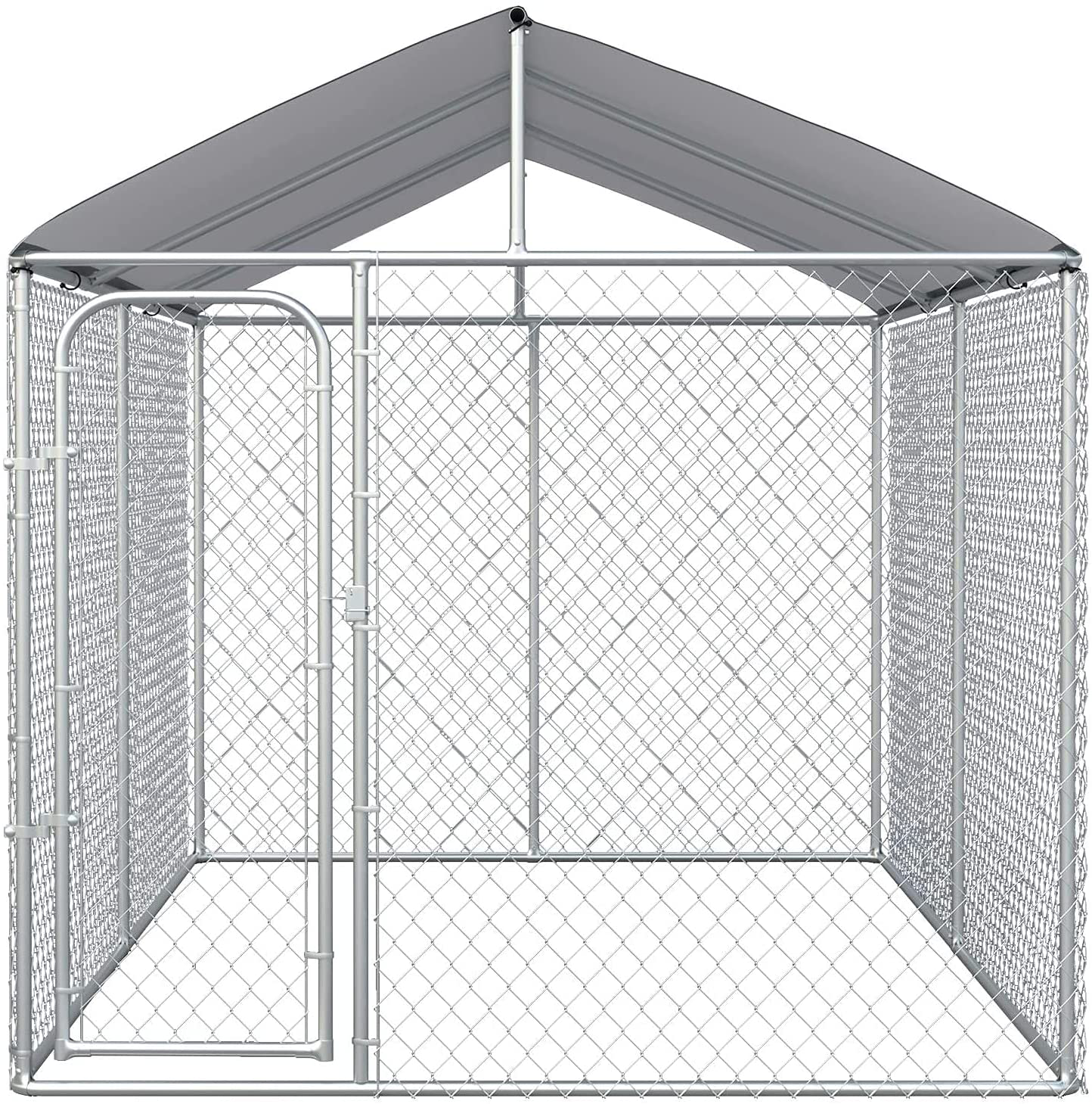 ARARG Dog Kennel Outdoor Dog Crates for Large Dogs Metal Dog Run House Dog Cage with Water-Resistant Cover for Backyard