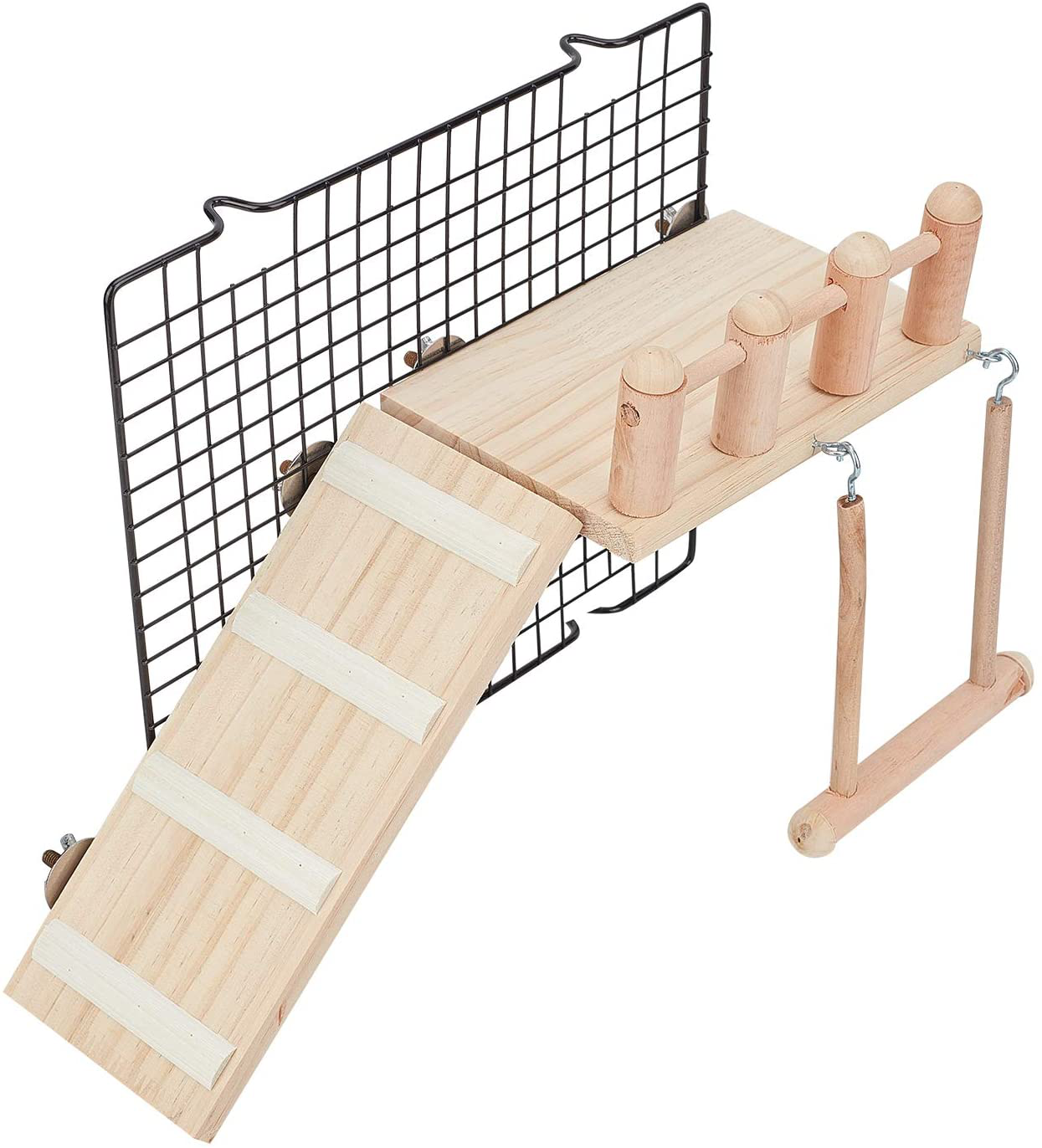 AHANDMAKER Bird Perches Cage Toys Kit, Bird Wooden Play Gyms Stands with Climbing Ladder for Baby Lovebird, Hamster and Parrot Animals & Pet Supplies > Pet Supplies > Bird Supplies > Bird Gyms & Playstands AHANDMAKER   