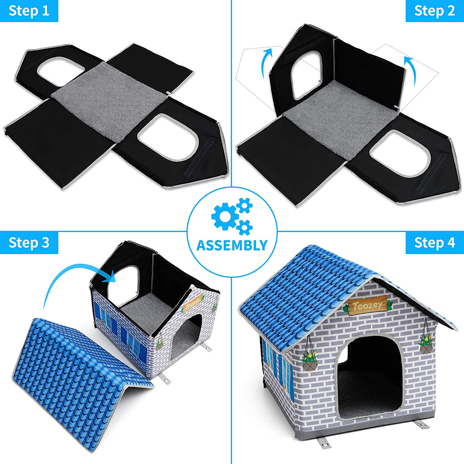 Toozey Heated Cat House for Winter, Indoor/Outdoor Cat House Weatherproof with Heated Cat Bed, Providing Safe Feral Cat House for Cats or Small Dog, Easy to Assemble Cat Shelter Animals & Pet Supplies > Pet Supplies > Dog Supplies > Dog Houses Toozey   