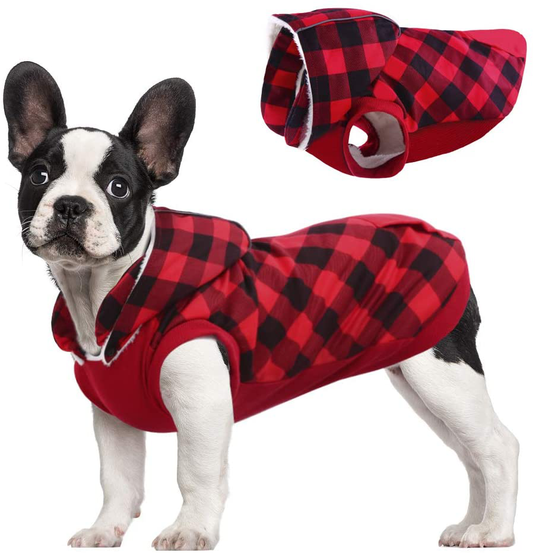 Kuoser British Style Plaid Dog Winter Coat, Windproof Cozy Cold Weather Dog Coat Fleece Lining Dog Apparel Reflective Dog Jacket Dog Vest for Small Medium Dogs with Removable Hat（Xxs-L） Animals & Pet Supplies > Pet Supplies > Dog Supplies > Dog Apparel Kuoser Red Medium (Pack of 1) 