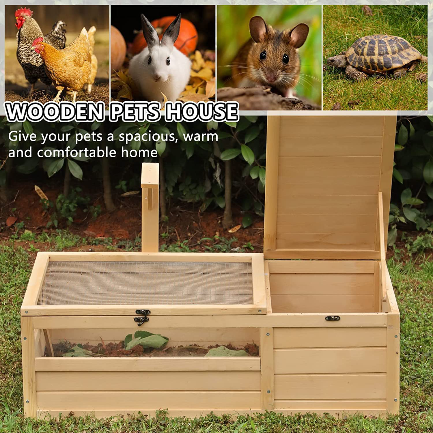 Grepatio Tortoise Enclosure, Tortoise House with Light Support Frame,Large Tortoise Habitat for Small Animals-Upgraded Weatherproof Bottom Animals & Pet Supplies > Pet Supplies > Small Animal Supplies > Small Animal Habitat Accessories Grepatio   