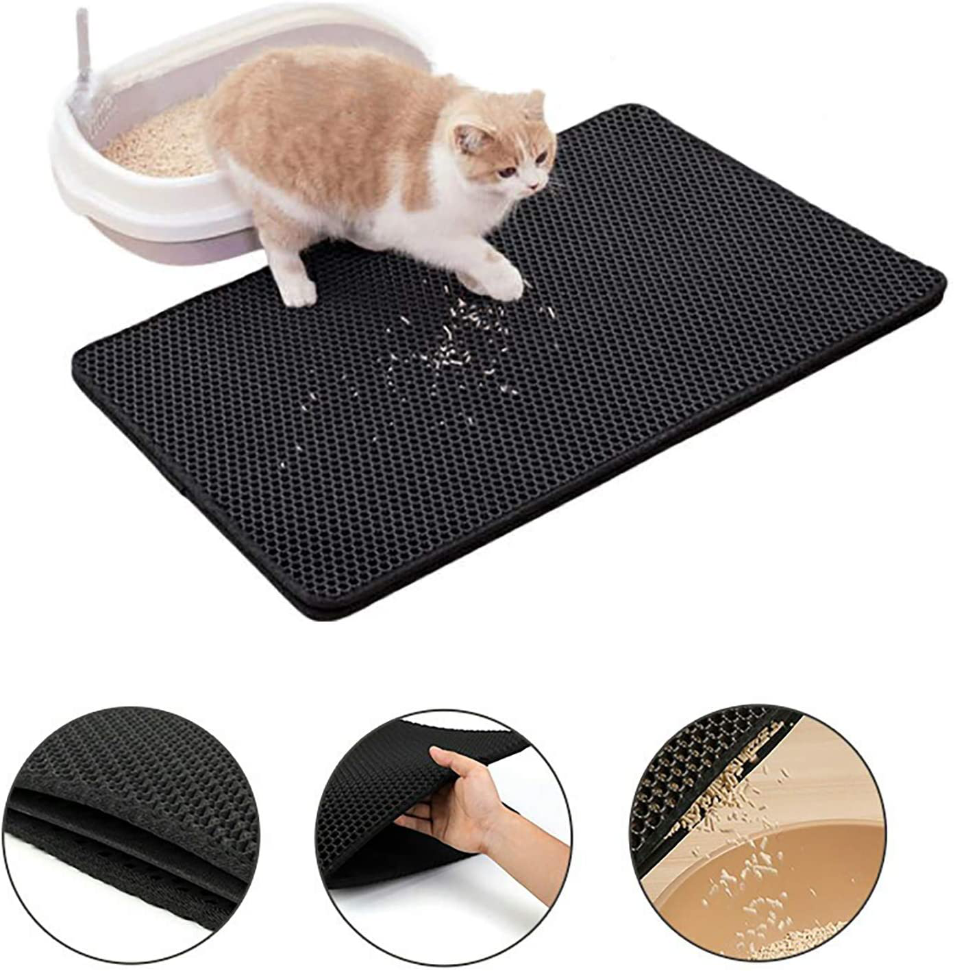 Tiasri Durable Cat Litter Collection Pad, Waterproof and Urine-Proof Material, Double-Layer Screening Is Easy to Clean, Decentralized Control and Easy to Clean Animals & Pet Supplies > Pet Supplies > Cat Supplies > Cat Litter Box Mats Tiasri   