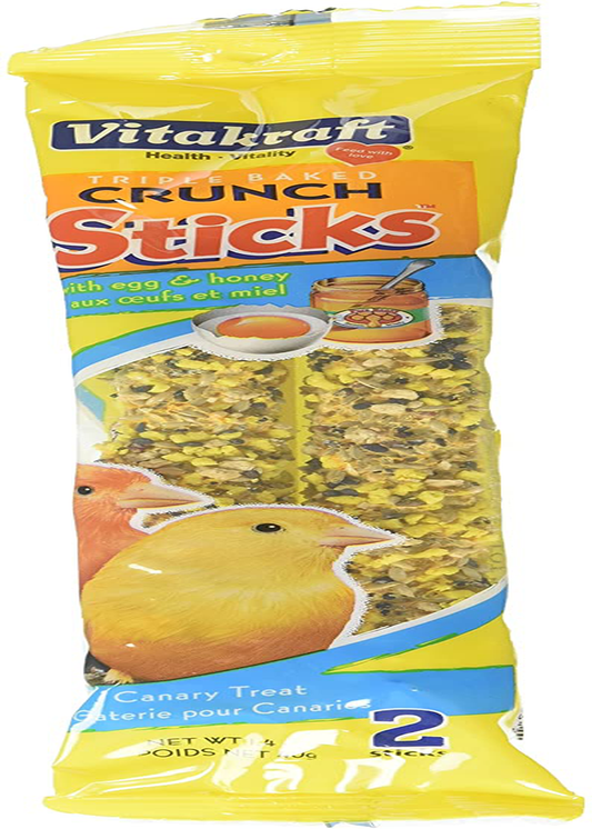 Vitakraft Triple Baked Crunch Sticks with Egg and Honey Canary Treat (3 Packs / 2 Treats per Pack) Animals & Pet Supplies > Pet Supplies > Bird Supplies > Bird Treats Vitakraft   