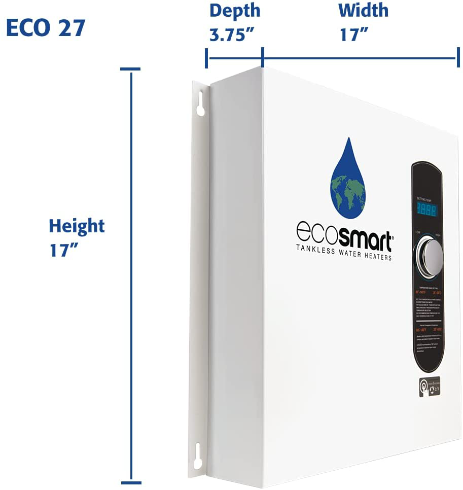 Ecosmart ECO Electric Tankless Water Heater, 27 KW at 240 Volts, 112.5 Amps with Patented Self Modulating Technology, White Animals & Pet Supplies > Pet Supplies > Dog Supplies > Dog Houses EcoSmart   