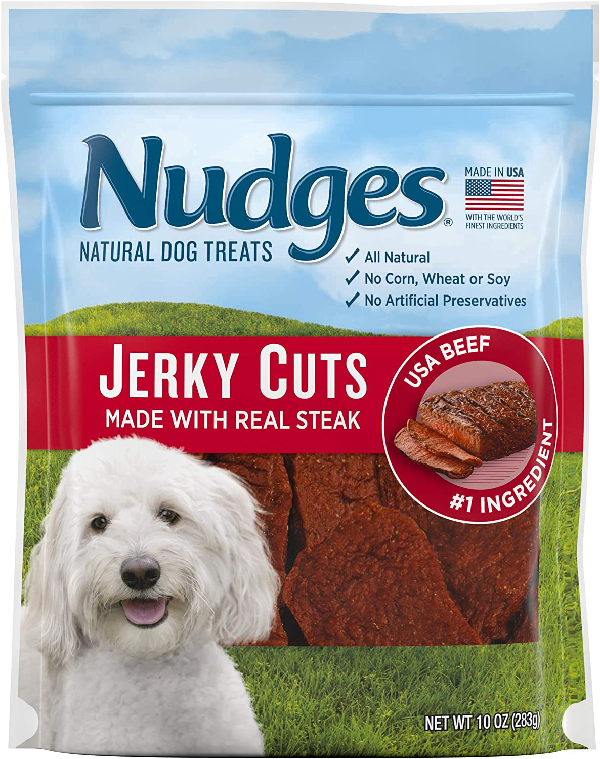 Nudges Natural Dog Treats Jerky Cuts Made with Real Steak Animals & Pet Supplies > Pet Supplies > Dog Supplies > Dog Treats Nudges 10 Ounce (Pack of 1)  