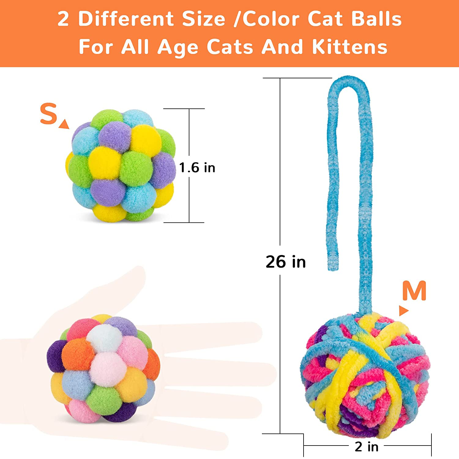 Cat Toys Ball, Woolen Yarn Cat Toy Balls with Bell and Cat Fuzzy Balls, Interactive Cat Toys for Indoor Cats and Kittens, Cat Kitten Chew Toys, 6 Pack Animals & Pet Supplies > Pet Supplies > Cat Supplies > Cat Toys Retro Shaw   