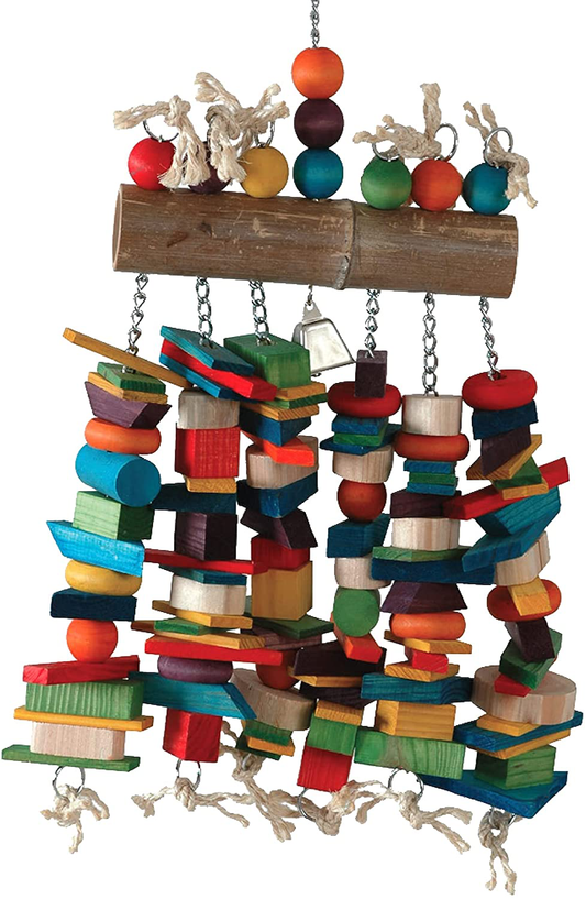 Featherland Paradise, Hanging Bamboo Log Bird Toy with Bell, Colorful & Entertaining Playground Animals & Pet Supplies > Pet Supplies > Bird Supplies > Bird Toys Caitec Corp   