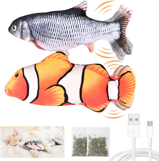 QAWCT 2Pack Electric Moving Flopping Fish, Cat Toy, Wiggle Fish Catnip Toys, Dog Toys, Fish Interactive Cat Toy, Plush Interactive Cat Toys, Fun Toy for Cat Exercise Animals & Pet Supplies > Pet Supplies > Cat Supplies > Cat Toys QAWCT   