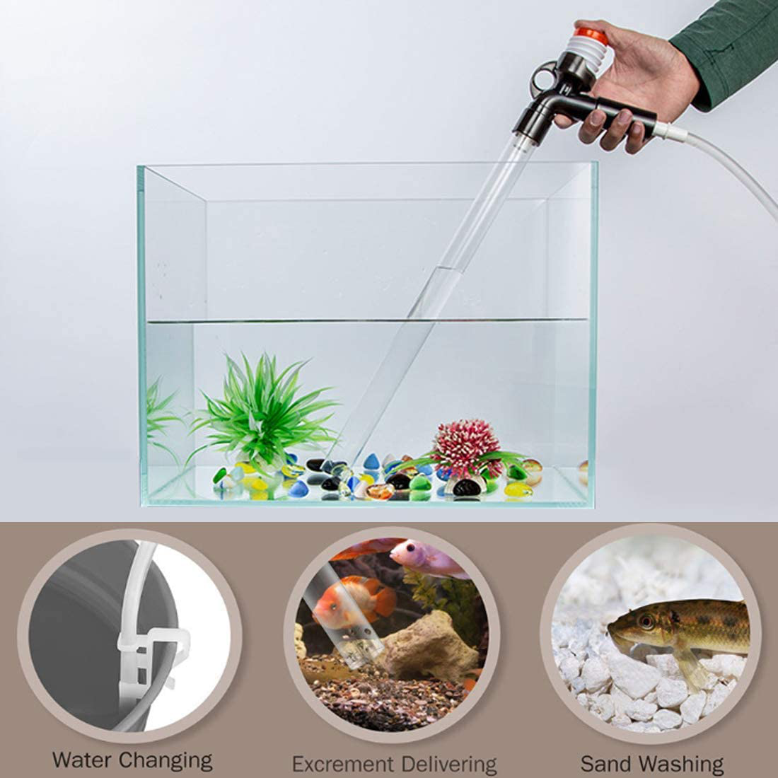 Semetall Fish Tank Aquarium Cleaning Tool for Water Change and Filter Gravel Cleaning Animals & Pet Supplies > Pet Supplies > Fish Supplies > Aquarium Cleaning Supplies Semetall   